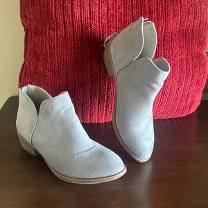 Silver/Gray Faux Suede Ankle Booties